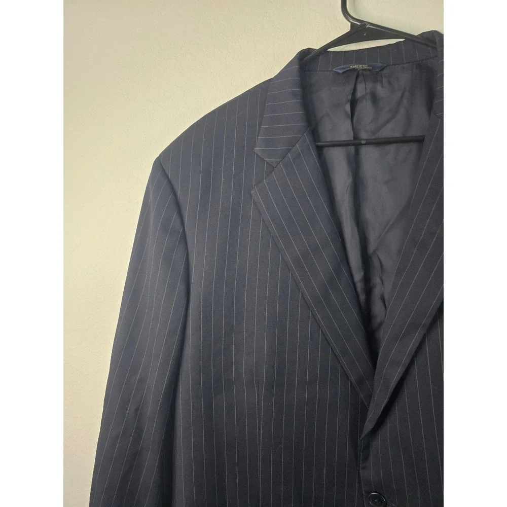 Brooks Brothers Mens 46L Navy Pinstripe 100% Wool 2-Button Blazer Sport Coat EUC